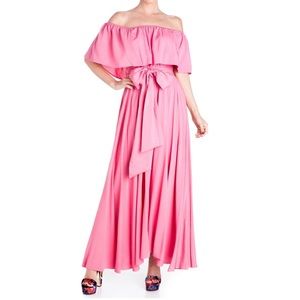 Meghan LA Off-Shoulder Maxi Dress, Bubblegum Pink, Size XXL New w/Tag $240